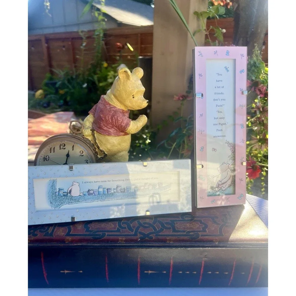 Vintage 1992  Disney Classic Pooh Winnie the Pooh Glass Quote Frames Set of 2